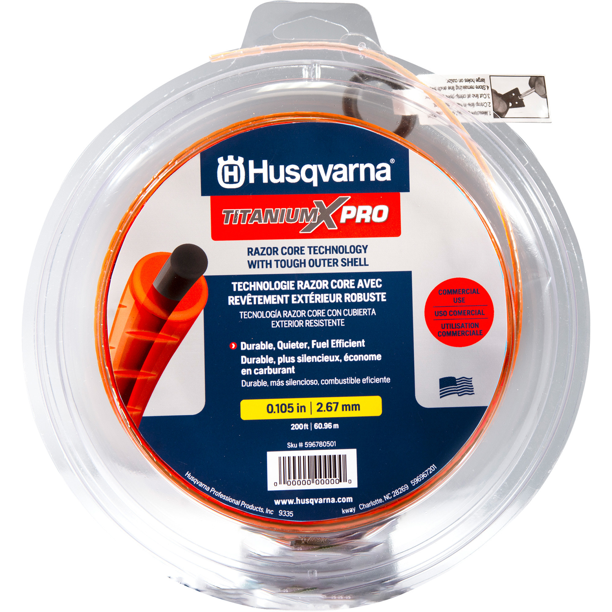 Husqvarna Titanium XPro Trimmer Line, 0.105in.Dia. x 200ft.L, 1-lb. Spool